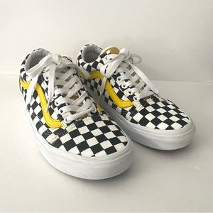 Custom Checkered Yellow Vans Sneakers